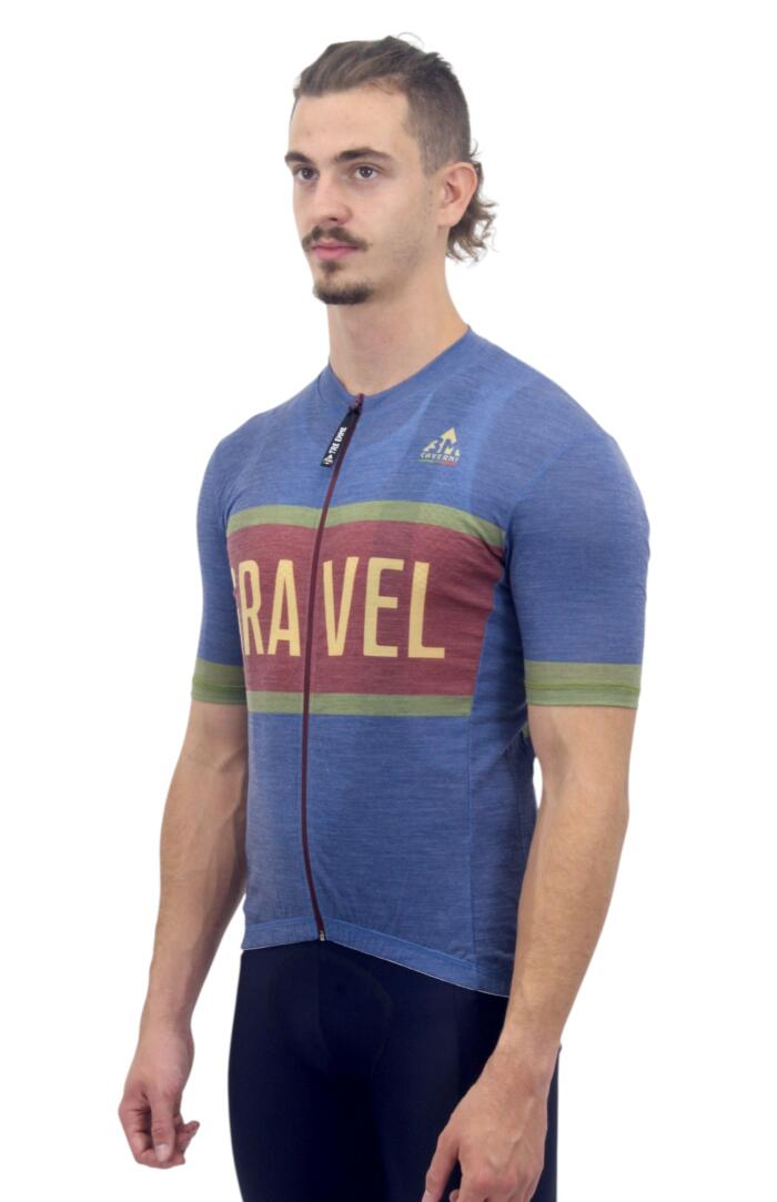 Maglia Gravel Lana Merinos BLU Zip Lunga