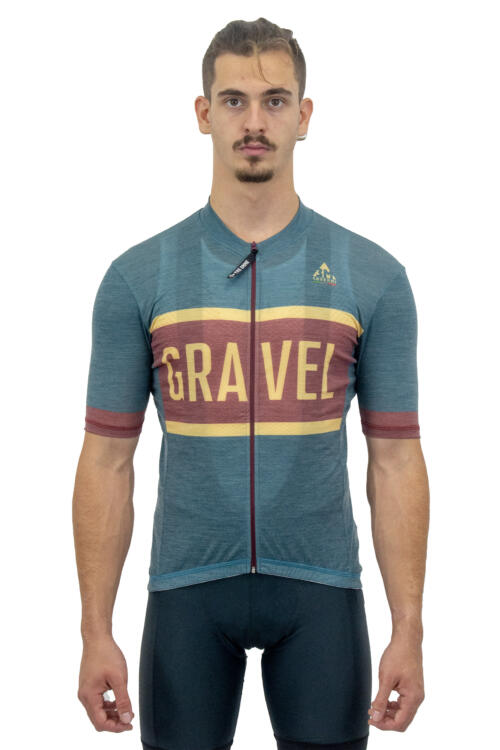 Maglia Gravel Lana Merinos VERDE Zip Lunga