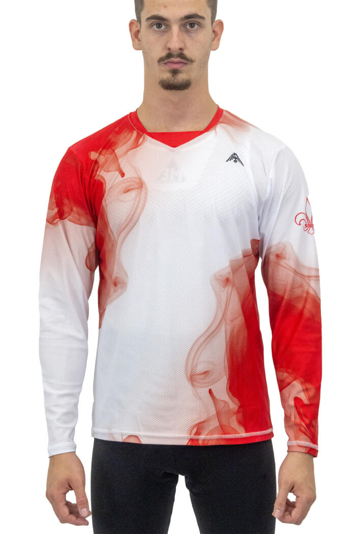 Maglia Enduro Manica Lunga Smoke Colore Bianco Rossa